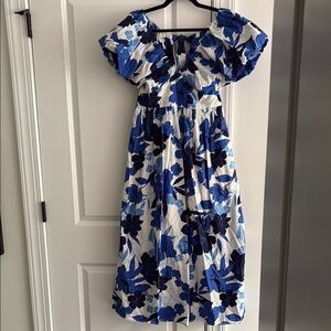 J. Crew Blue and White Floral Midi Dress